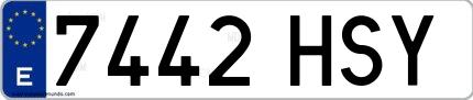 Ejemplo de matrícula española 7442 HSY