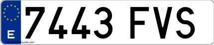 Ejemplo de matrícula española 7443 FVS