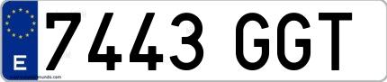 Ejemplo de matrícula española 7443 GGT