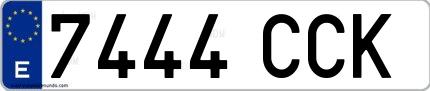 Ejemplo de matrícula española 7444 CCK