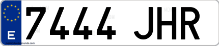 Ejemplo de matrícula de coche ordinaria 7444 JHR