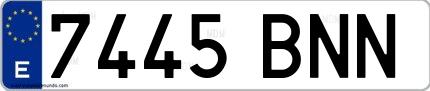 Ejemplo de matrícula española 7445 BNN