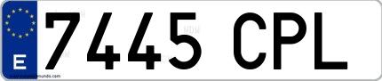 Ejemplo de matrícula española 7445 CPL