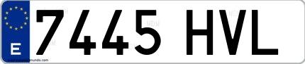 Ejemplo de matrícula de coche ordinaria 7445 HVL