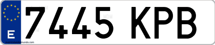 Ejemplo de matrícula de coche ordinaria 7445 KPB