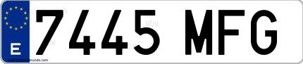Ejemplo de matrícula española 7445 MFG