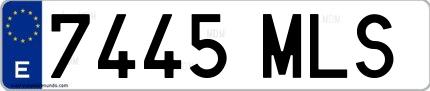Ejemplo de matrícula española 7445 MLS