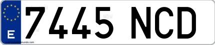 Ejemplo de matrícula española 7445 NCD