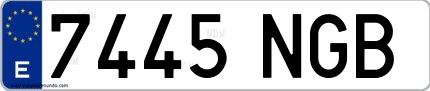 Ejemplo de matrícula española 7445 NGB