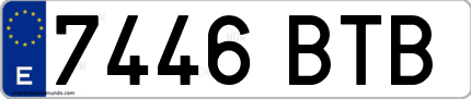 Ejemplo de matrícula de coche ordinaria 7446 BTB