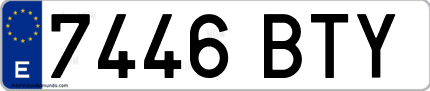 Ejemplo de matrícula de coche ordinaria 7446 BTY