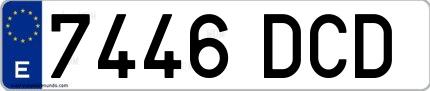 Ejemplo de matrícula española 7446 DCD