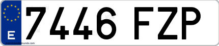 Ejemplo de matrícula de coche ordinaria 7446 FZP
