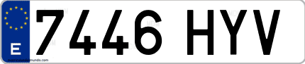 Ejemplo de matrícula de coche ordinaria 7446 HYV