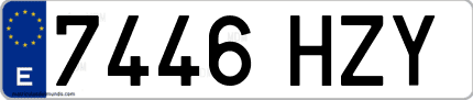 Ejemplo de matrícula de coche ordinaria 7446 HZY