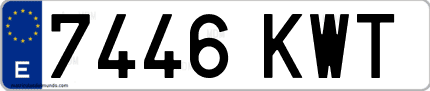 Ejemplo de matrícula de coche ordinaria 7446 KWT