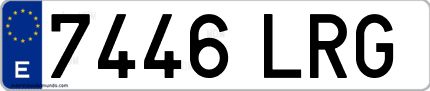 Ejemplo de matrícula de coche ordinaria 7446 LRG