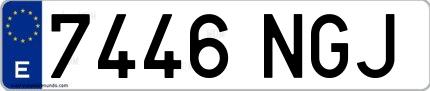 Ejemplo de matrícula española 7446 NGJ