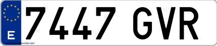 Ejemplo de matrícula española 7447 GVR