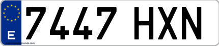 Ejemplo de matrícula de coche ordinaria 7447 HXN