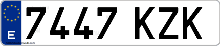Ejemplo de matrícula de coche ordinaria 7447 KZK