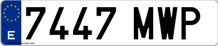 Ejemplo de matrícula española 7447 MWP
