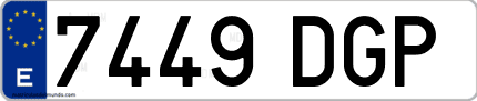 Ejemplo de matrícula de coche ordinaria 7449 DGP