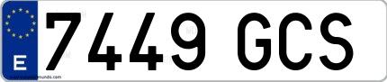 Ejemplo de matrícula española 7449 GCS