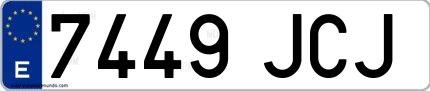 Ejemplo de matrícula española 7449 JCJ