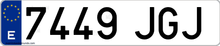 Ejemplo de matrícula de coche ordinaria 7449 JGJ