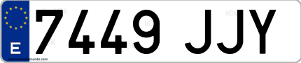 Ejemplo de matrícula de coche ordinaria 7449 JJY