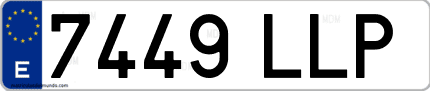 Ejemplo de matrícula de coche ordinaria 7449 LLP