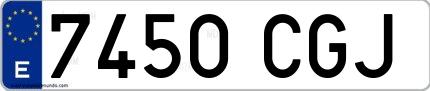 Ejemplo de matrícula española 7450 CGJ