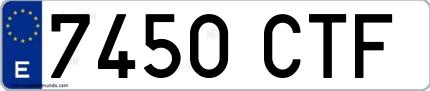 Ejemplo de matrícula española 7450 CTF