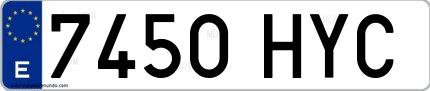 Ejemplo de matrícula española 7450 HYC