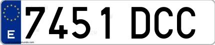 Ejemplo de matrícula española 7451 DCC