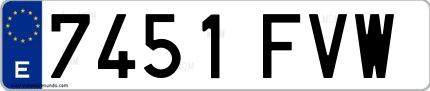 Ejemplo de matrícula española 7451 FVW