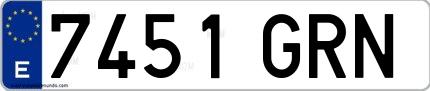 Ejemplo de matrícula española 7451 GRN
