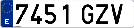 Ejemplo de matrícula de coche ordinaria 7451 GZV