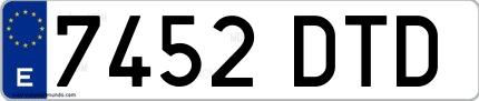 Ejemplo de matrícula española 7452 DTD