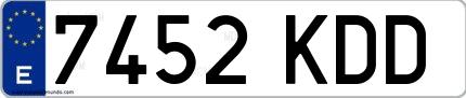 Ejemplo de matrícula española 7452 KDD