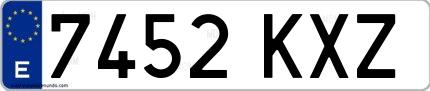 Ejemplo de matrícula española 7452 KXZ