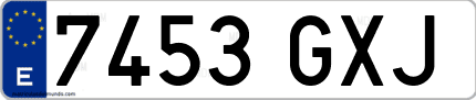 Ejemplo de matrícula de coche ordinaria 7453 GXJ