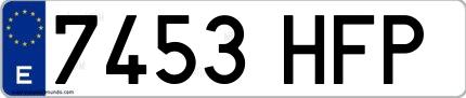 Ejemplo de matrícula española 7453 HFP