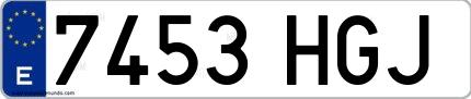 Ejemplo de matrícula española 7453 HGJ
