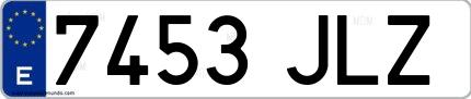 Ejemplo de matrícula española 7453 JLZ
