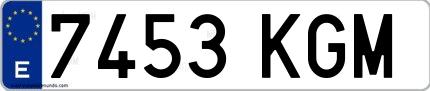Ejemplo de matrícula española 7453 KGM