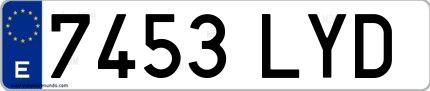 Ejemplo de matrícula española 7453 LYD