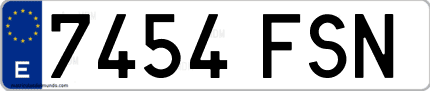 Ejemplo de matrícula de coche ordinaria 7454 FSN