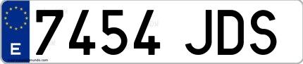 Ejemplo de matrícula española 7454 JDS